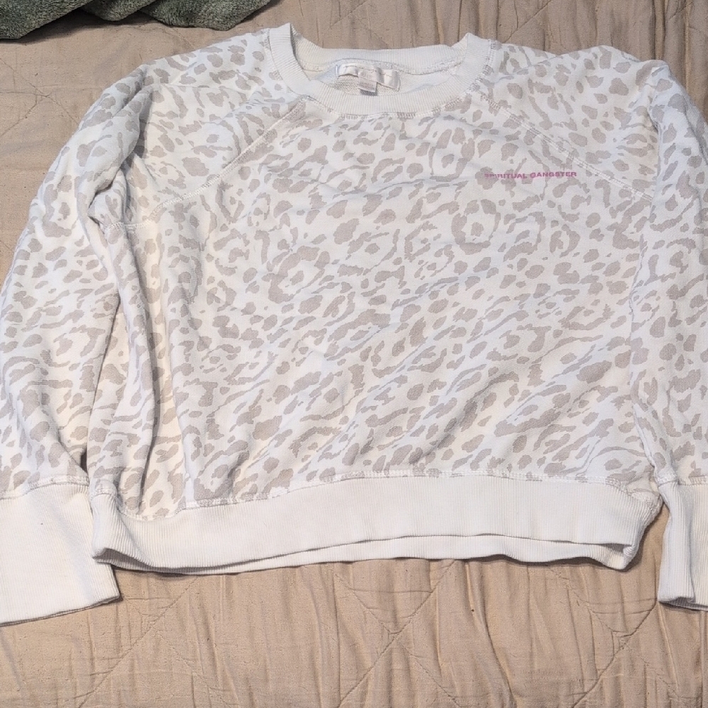 Spiritual Gangster White Leopard Sweatshirt NWOT